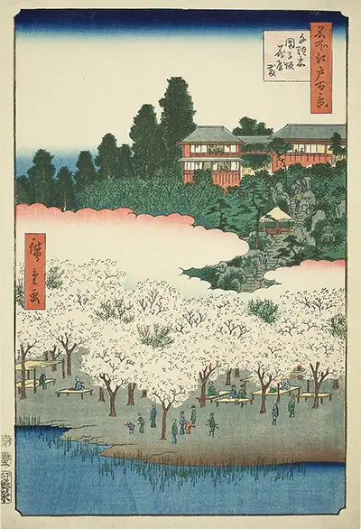 Flower Pavilion near Dangozaka Slope in Sendagi Hiroshige